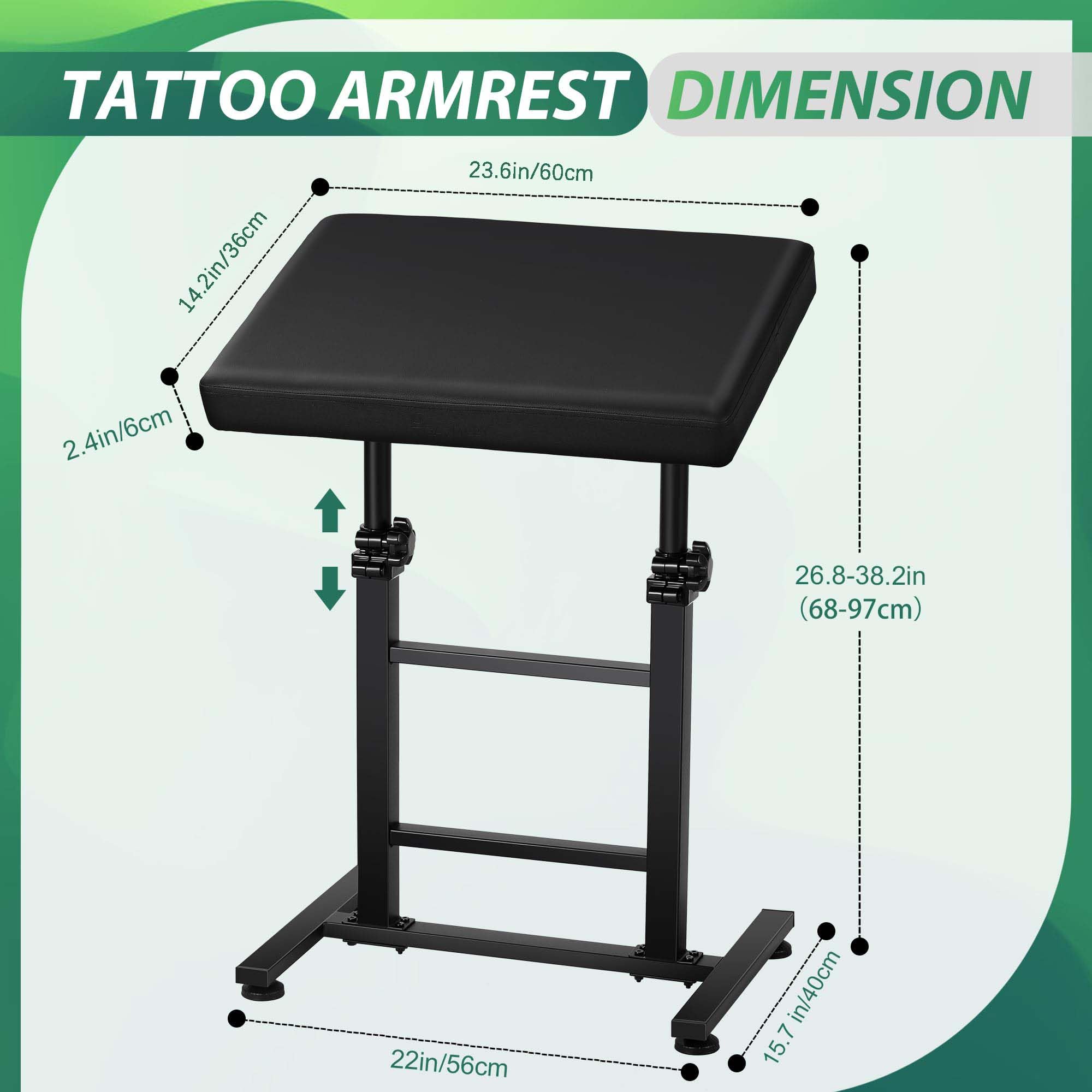 Poarmeey Repose-bras tatouage XXL hauteur ajustable de 68 à 97 cm.