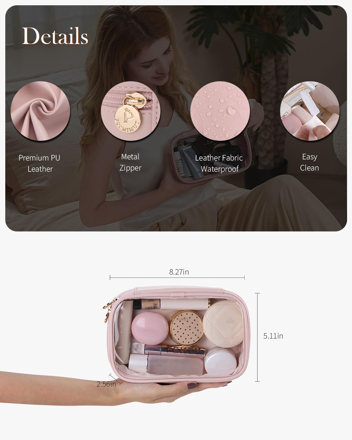Pocmimut accessoire voiture maquillage clear, compagnon idéal pour une salle de bains mobile.
