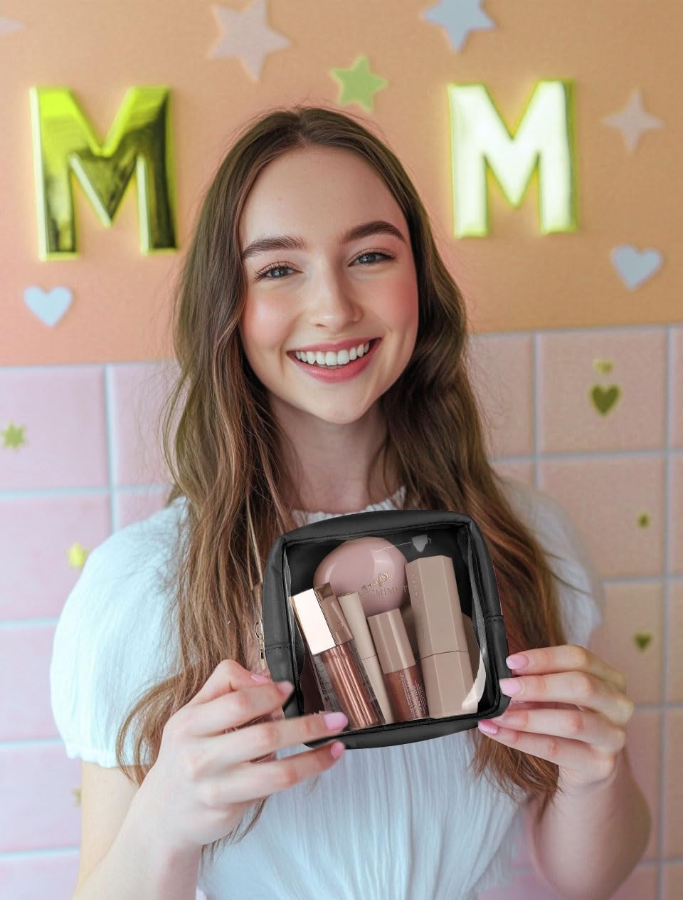 Pocmimut cadeau idéal: trousse maquillage transparente pratique.