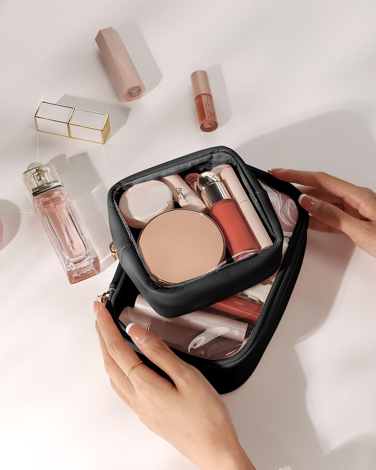 Pocmimut trousse maquillage polyvalente, parfaite pour bureau et sport.