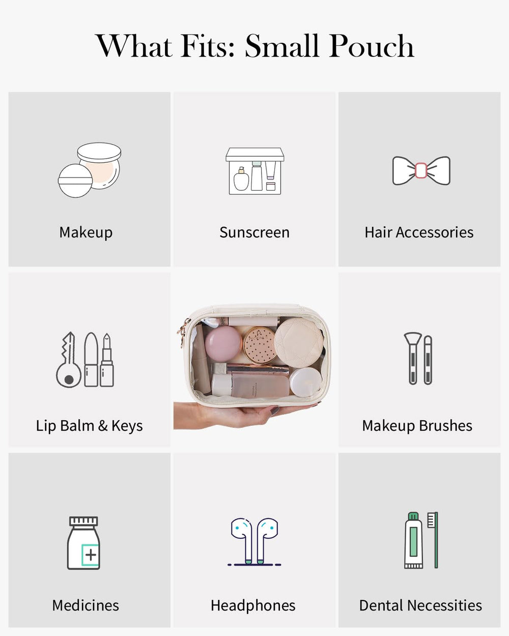 Pocmimut Trousse Maquillage Transparente – compacte : design discret pour votre sac.