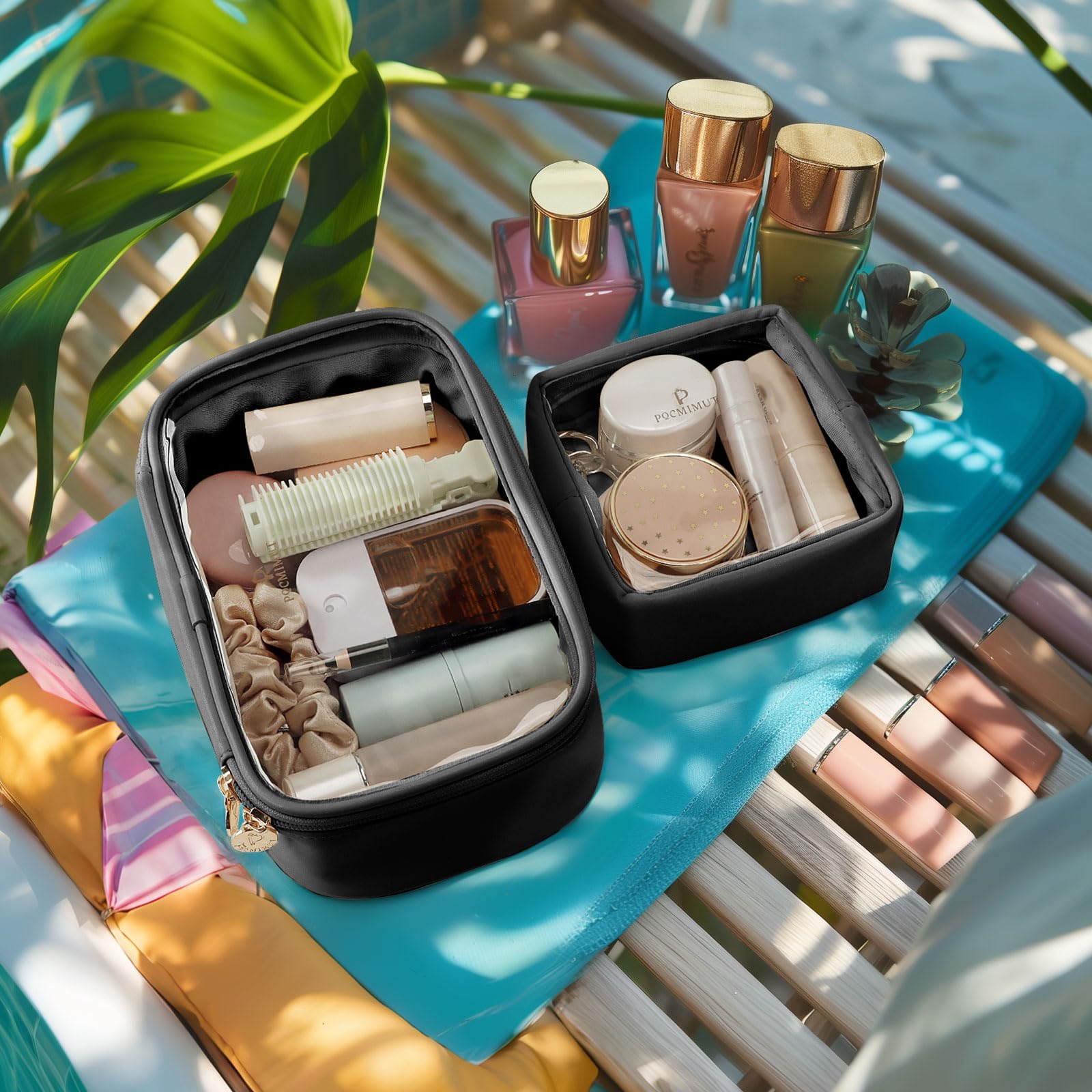 Pocmimut trousse maquillage transparente idéale pour le rangement en voyage.