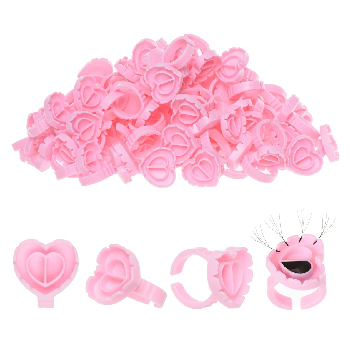 PocMKO coeur anneaux extension cils, pratique et durable pour volume rapide.