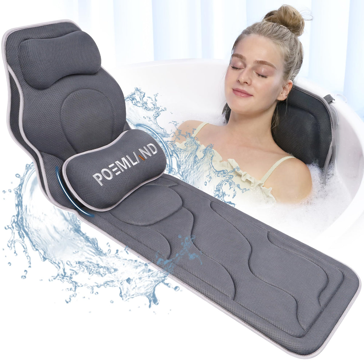 Poemland oreiller bain tout corps avec longueurs pour grand bain, confort optimal