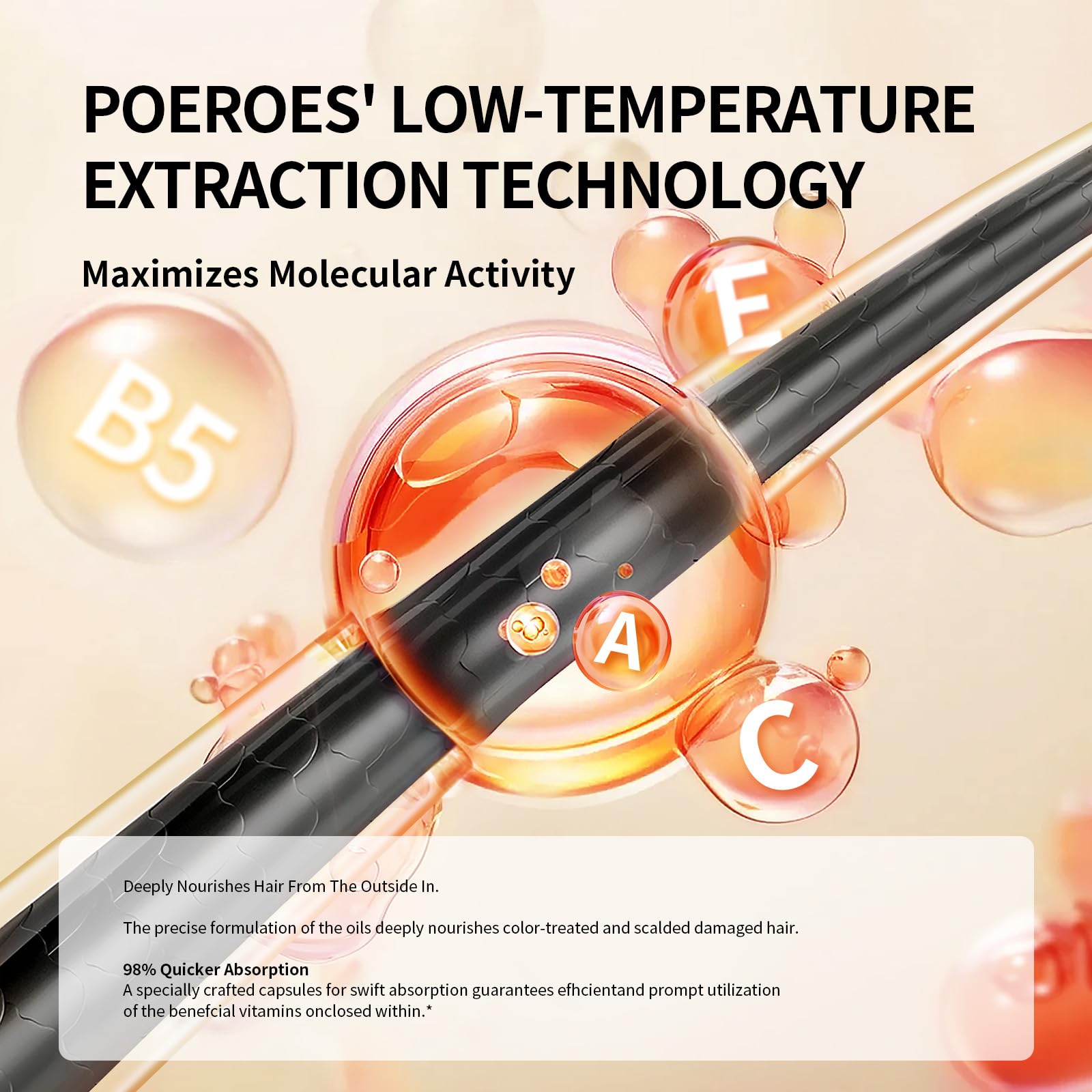 Poeroes Huile Capillaire ingrédients argan et avocat pour une brillance naturelle.