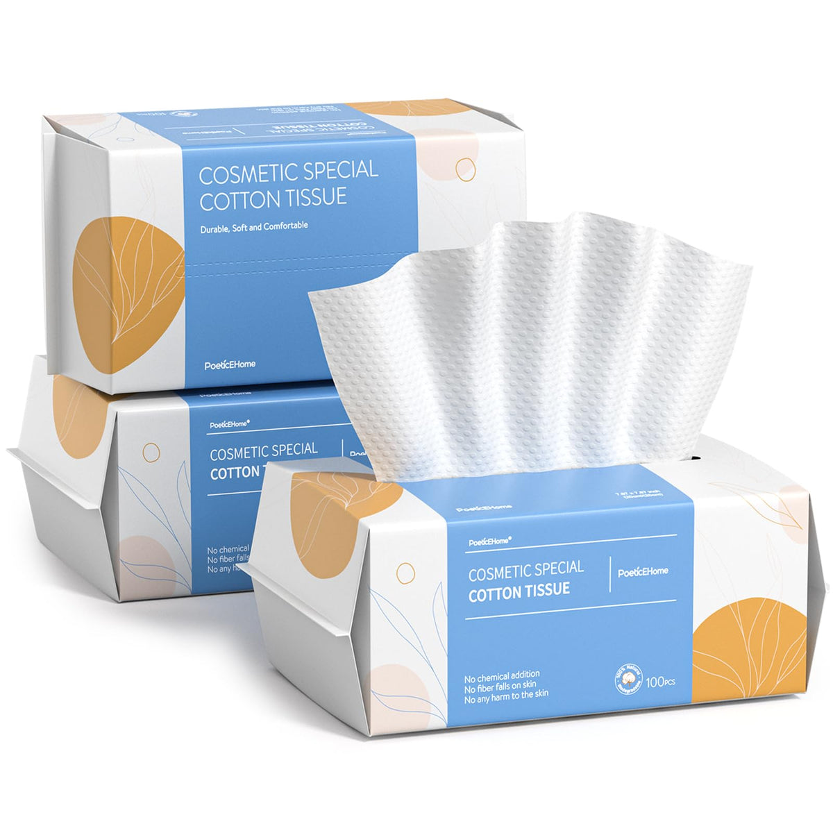 PoeticEHome Tissus coton pack 3, douceur et solidité pour nettoyage quotidien.