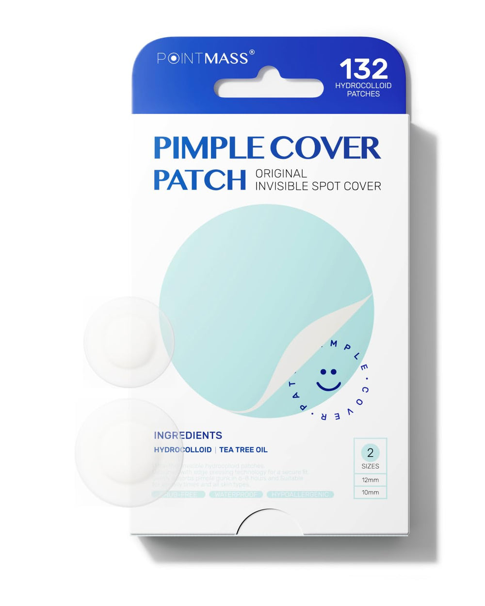 Patch POINTMASS invisible 0,1 mm sur la peau, discret et portable.