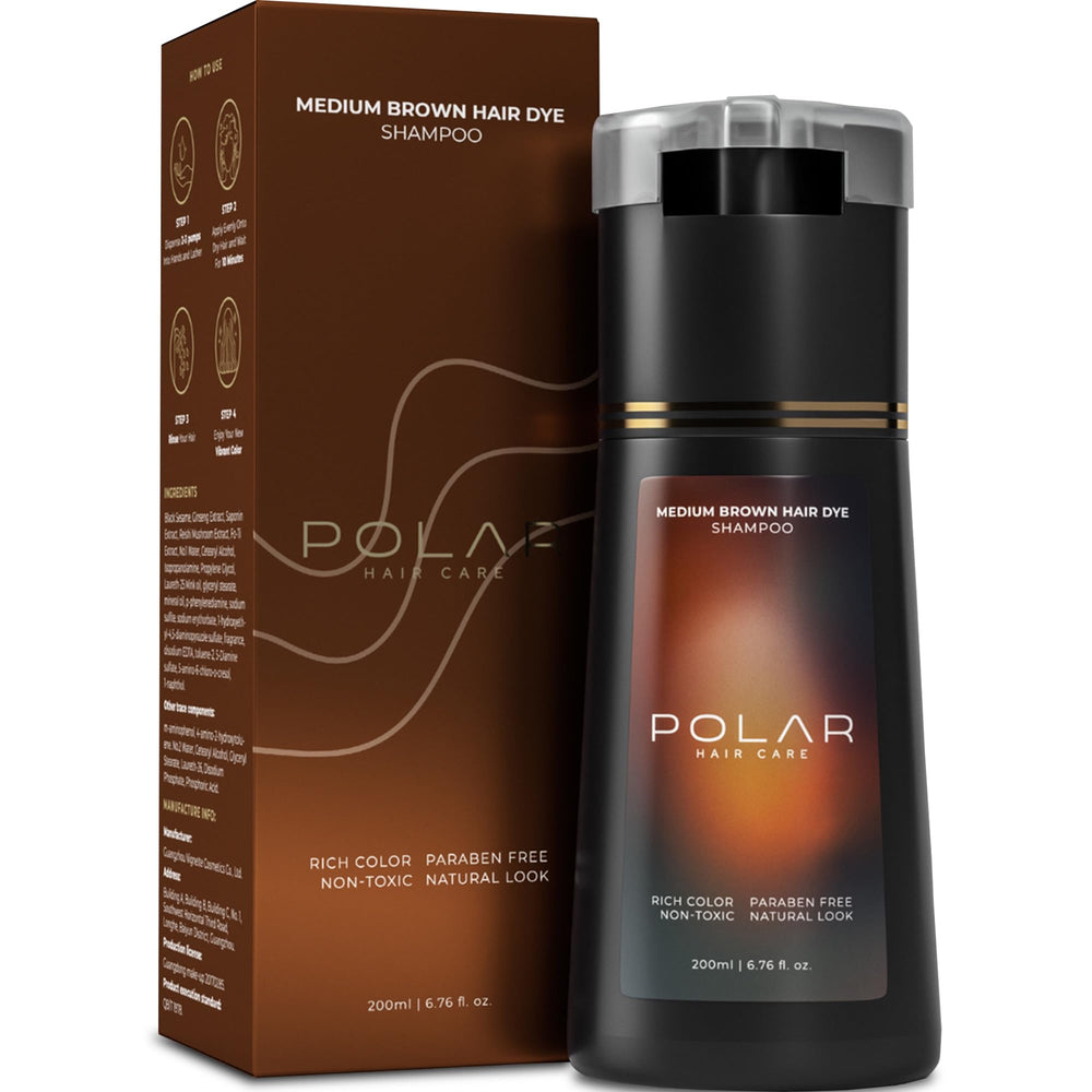 POLAR HAIR CARE - Bouteille visible, couverture gris rapide et uniforme.