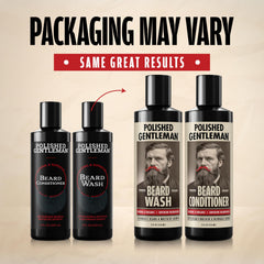 Polished Gentleman Beard Conditioner: flacon après-shampoing barbe, démêlage et douceur.