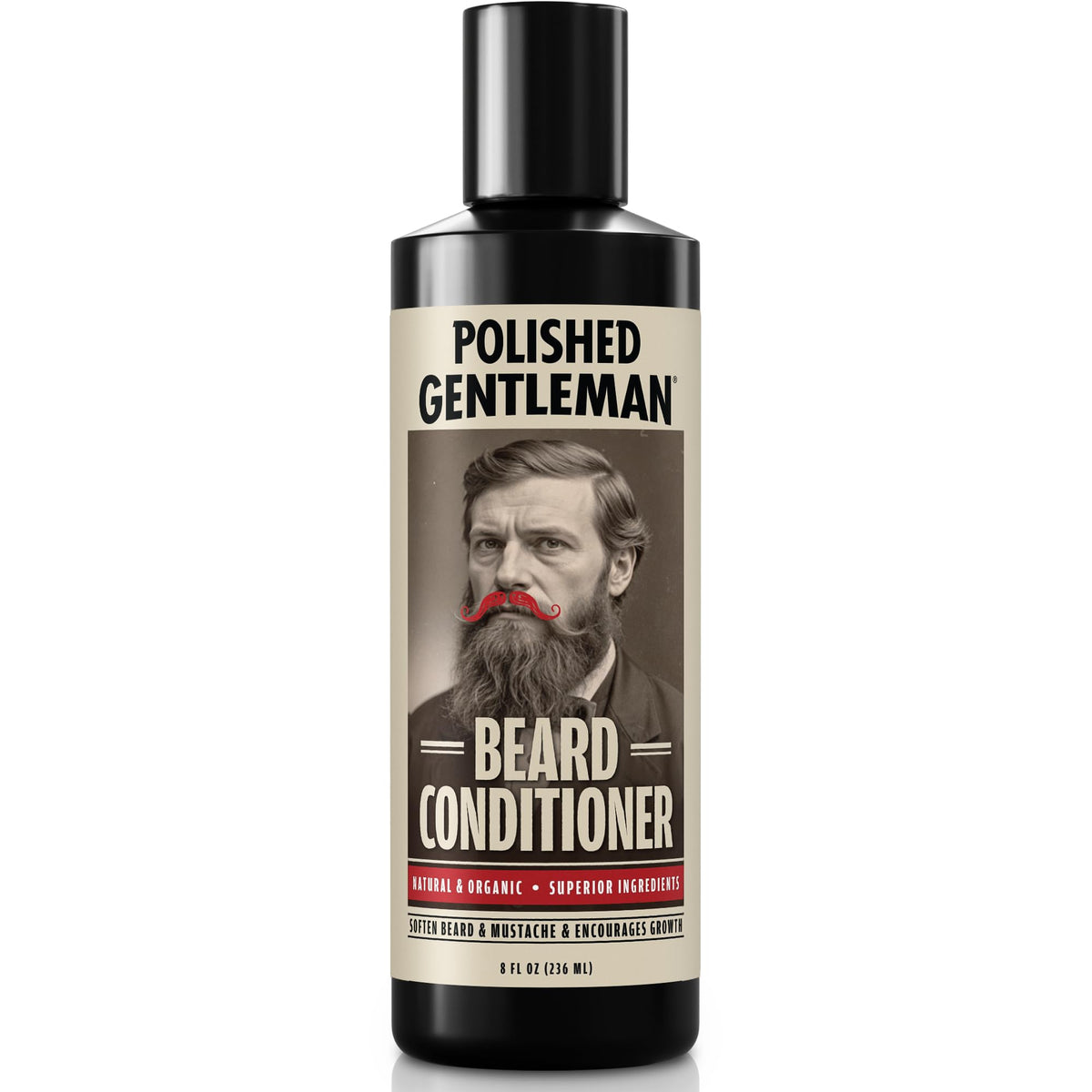 Polished Gentleman conditionneur barbe flacon et versement : application rapide et facile.