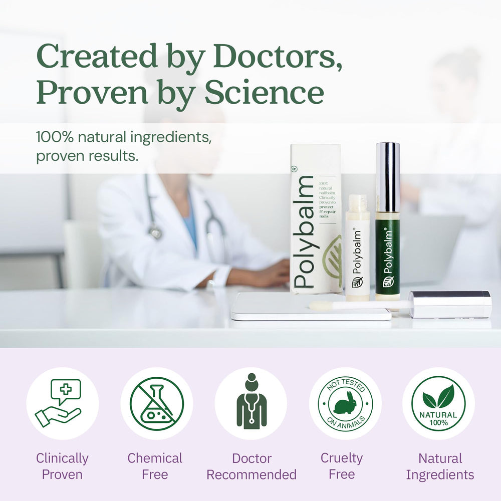 Soin des cuticules avec Polybalm pour cuticules protégées.