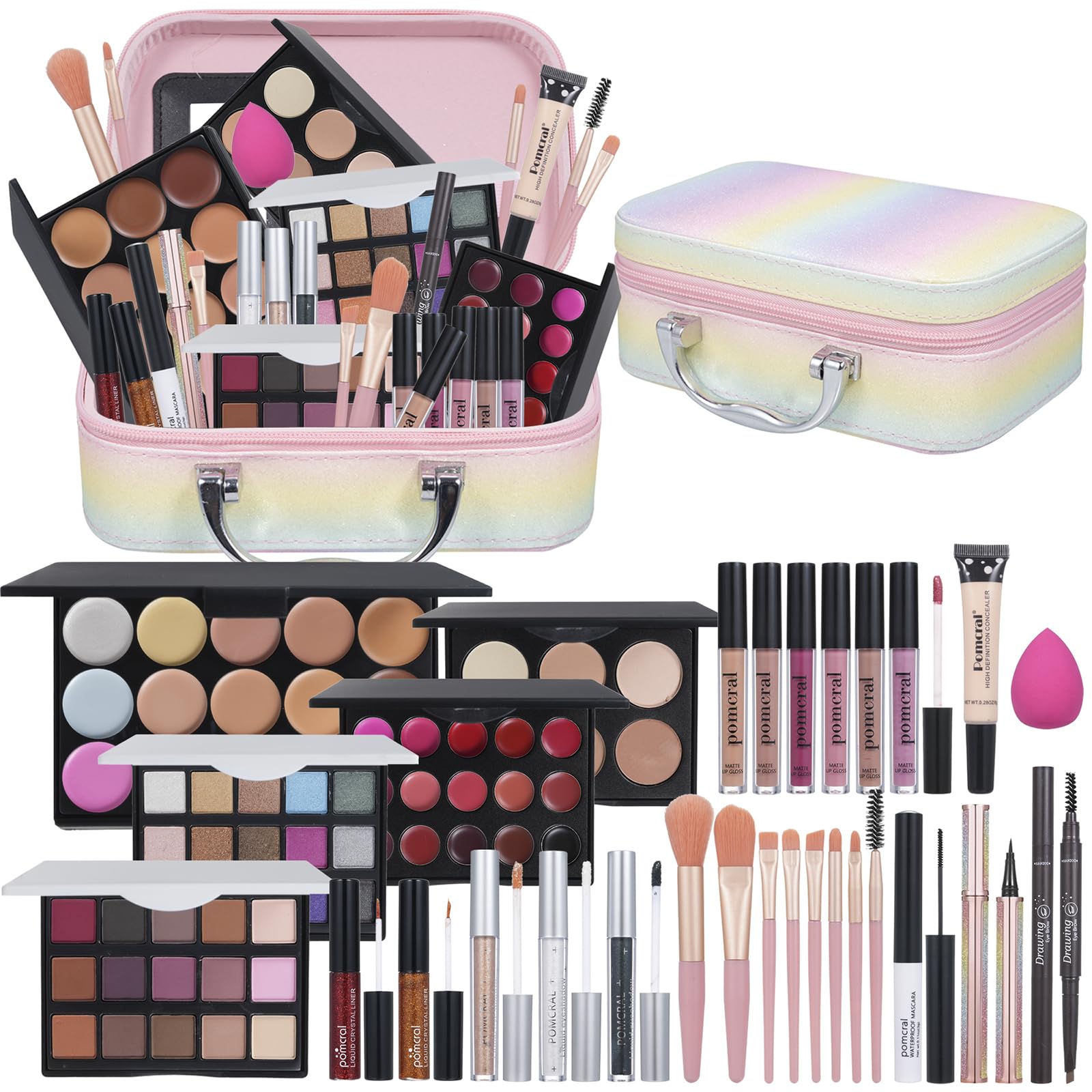 Palette Pomcral d'ombres à 15 couleurs pour un fini riche et durable.