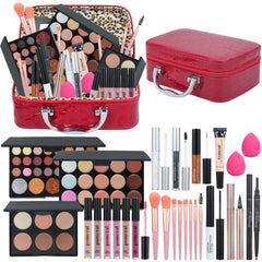 Pomcral kit maquillage complet rouge pour femme, prêt à l’emploi.