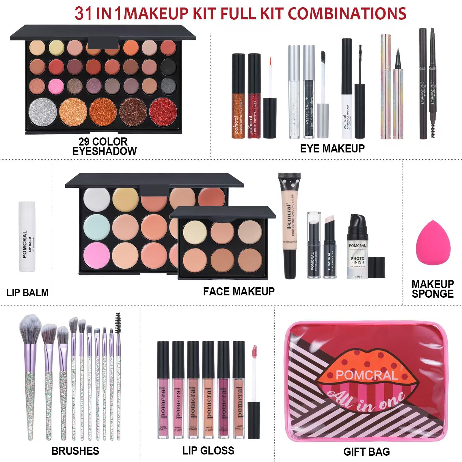 Palette d’ombres pigments mats et métallisés Pomcral pour créer des looks variés.