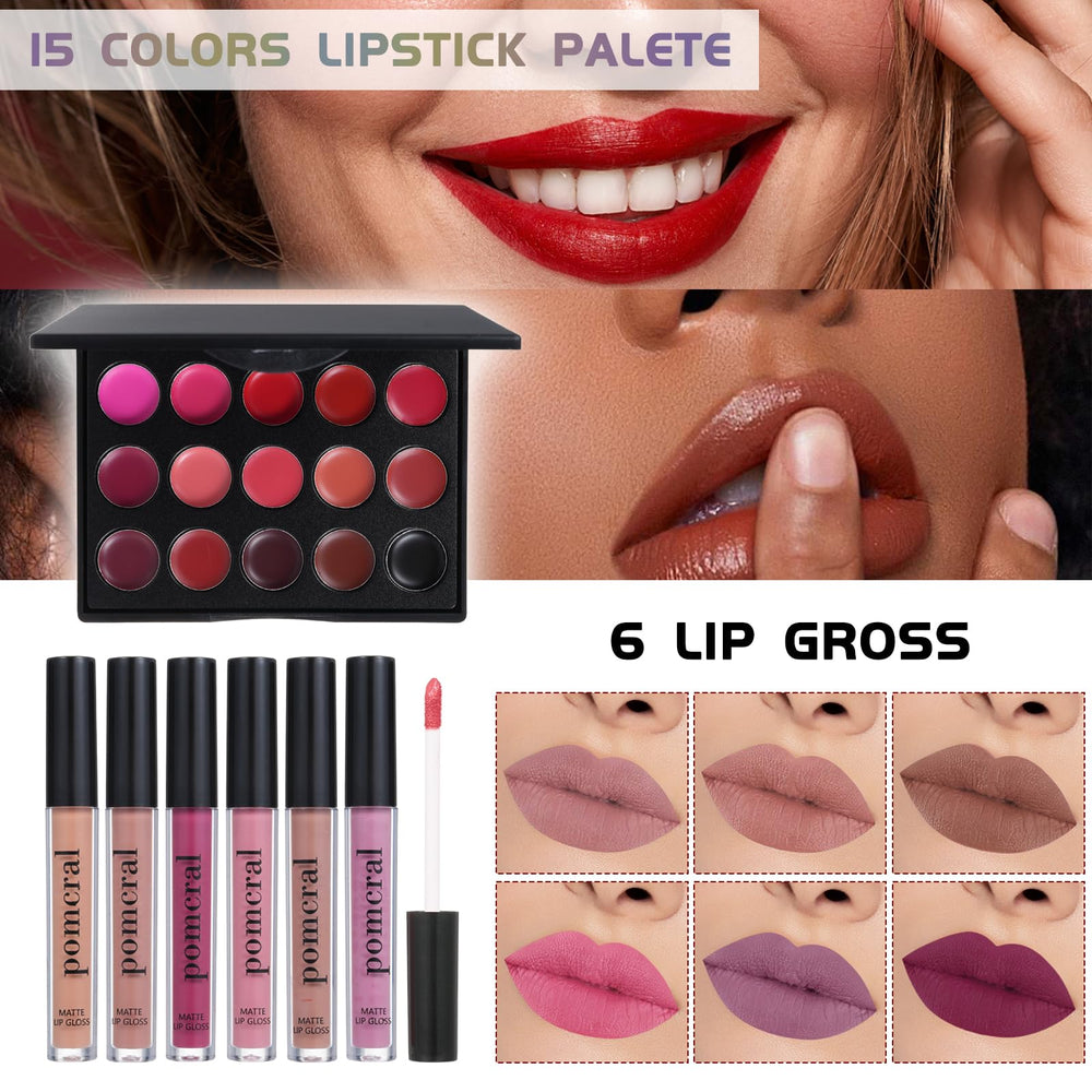 Set gloss lèvres Pomcral, fini brillant et hydratant.