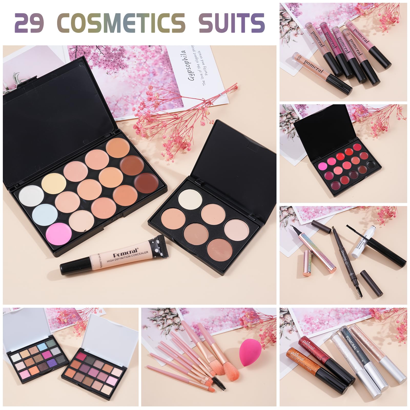 Trousse maquillage Pomcral, rangement pratique et portable.