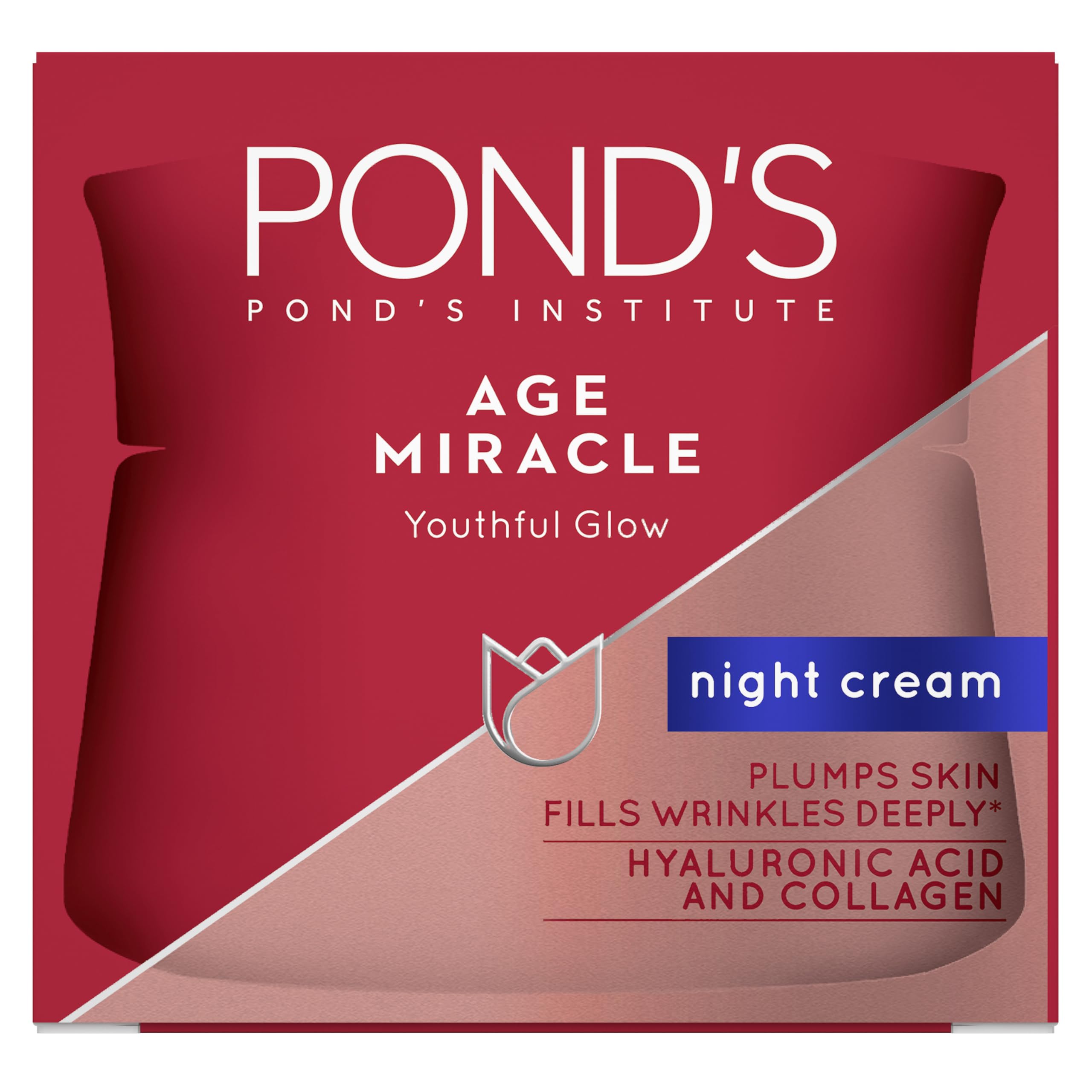 POND'S Age Miracle Night Cream packaging shows a 50 ml jar for nighttime care.
