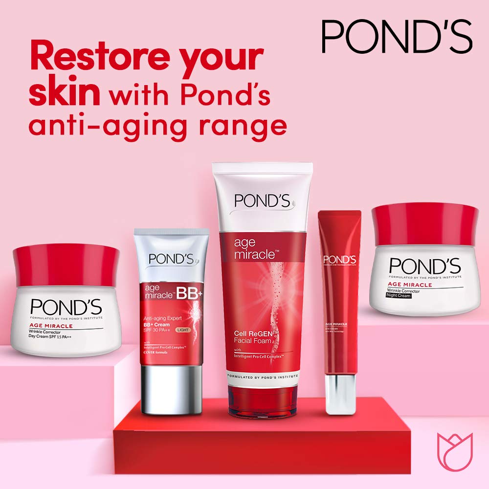 POND'S Age Miracle Night Cream texture close-up emphasizes lightweight, fast-absorbing formula.
