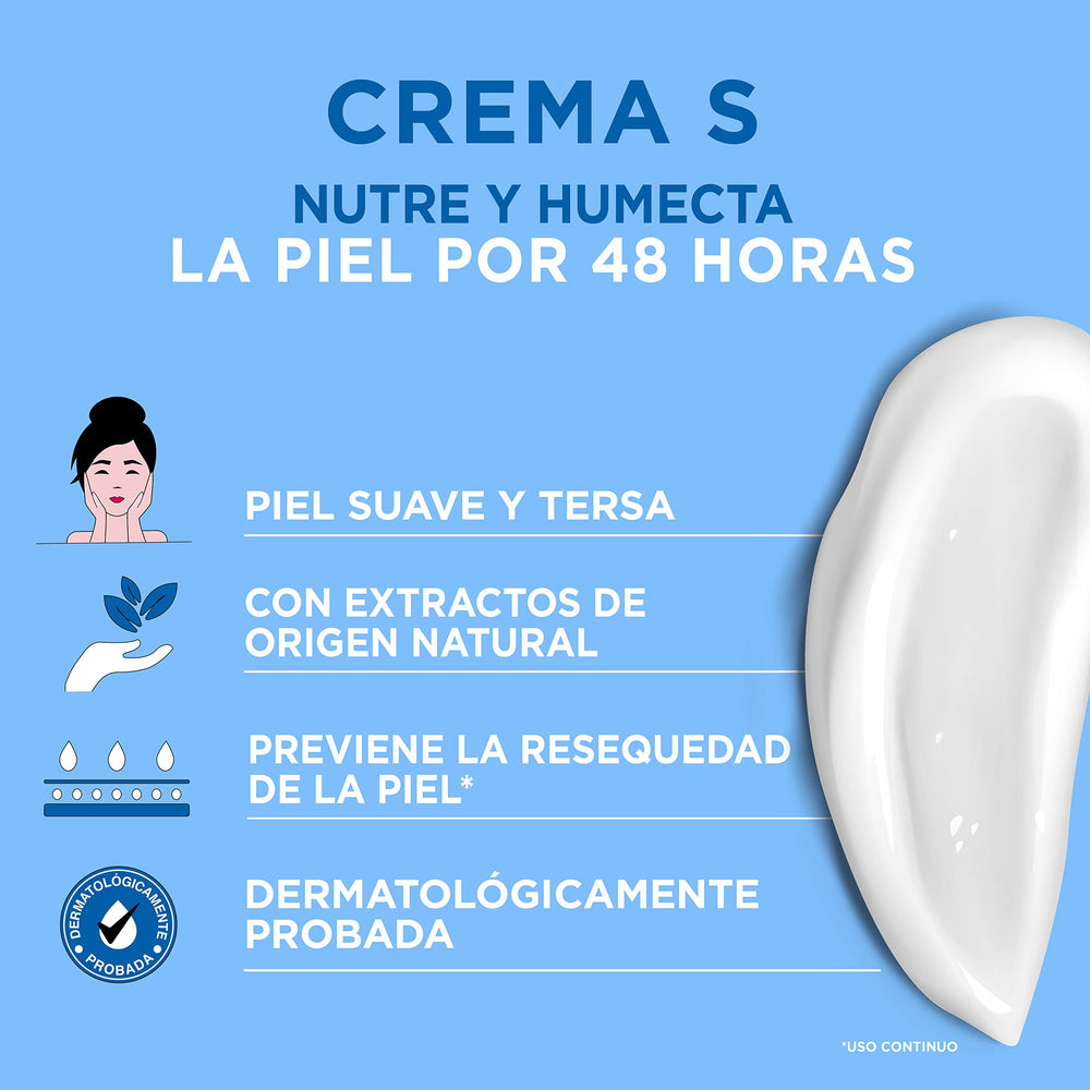 Boîte et étiquette de POND'S Crème S Humectante indiquent le format 200 g.