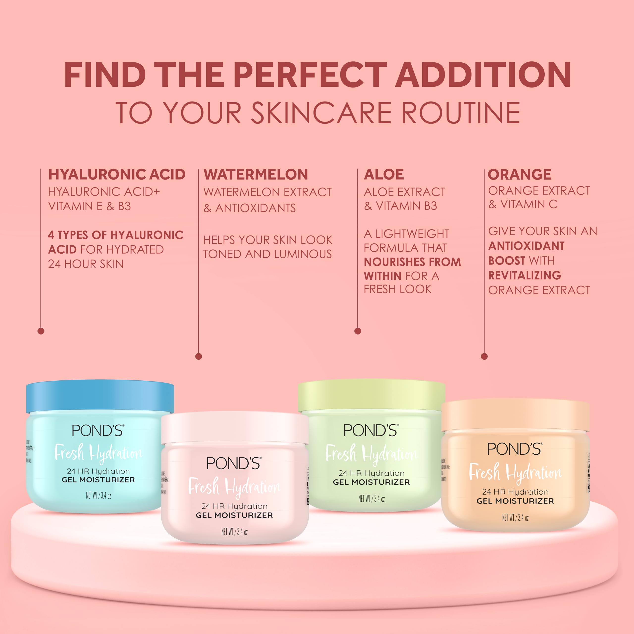POND'S Texture gel légère, s’absorbe rapidement sans laisser de résidu gras.