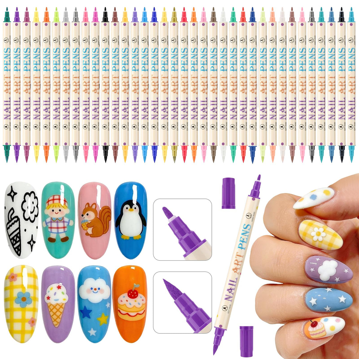 Ponhey 36 couleurs — stylo art ongles pour des créations rapides à domicile.