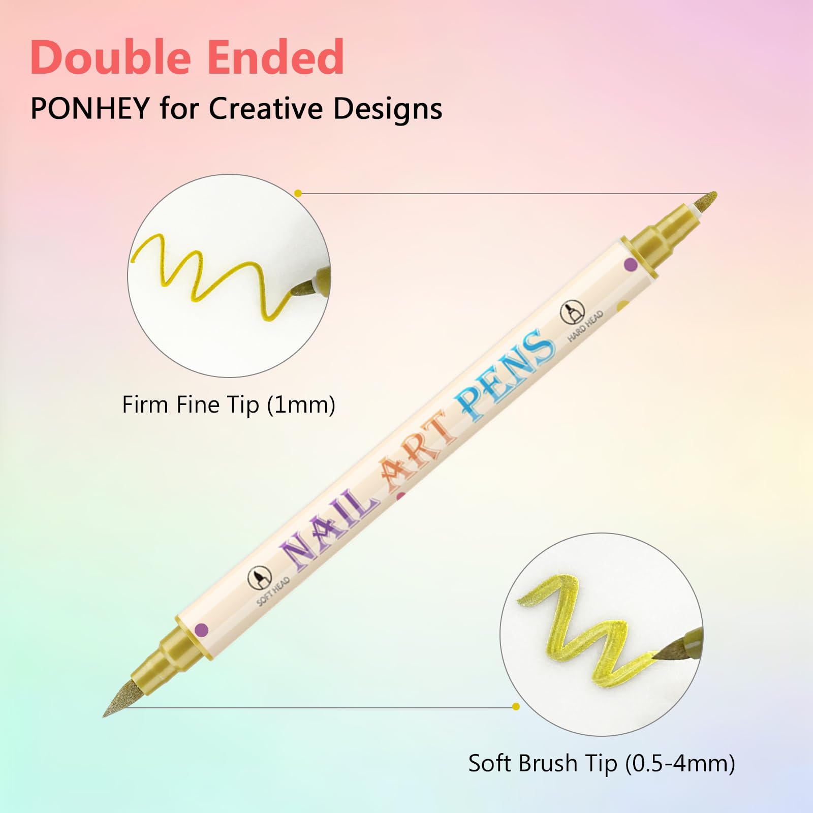 Ponhey stylo-ongles pointe 0,7 mm pour des lignes précises et nettes.