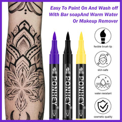Ponhey stylo tatouage double-embout — détails fins et zones plus larges faciles.