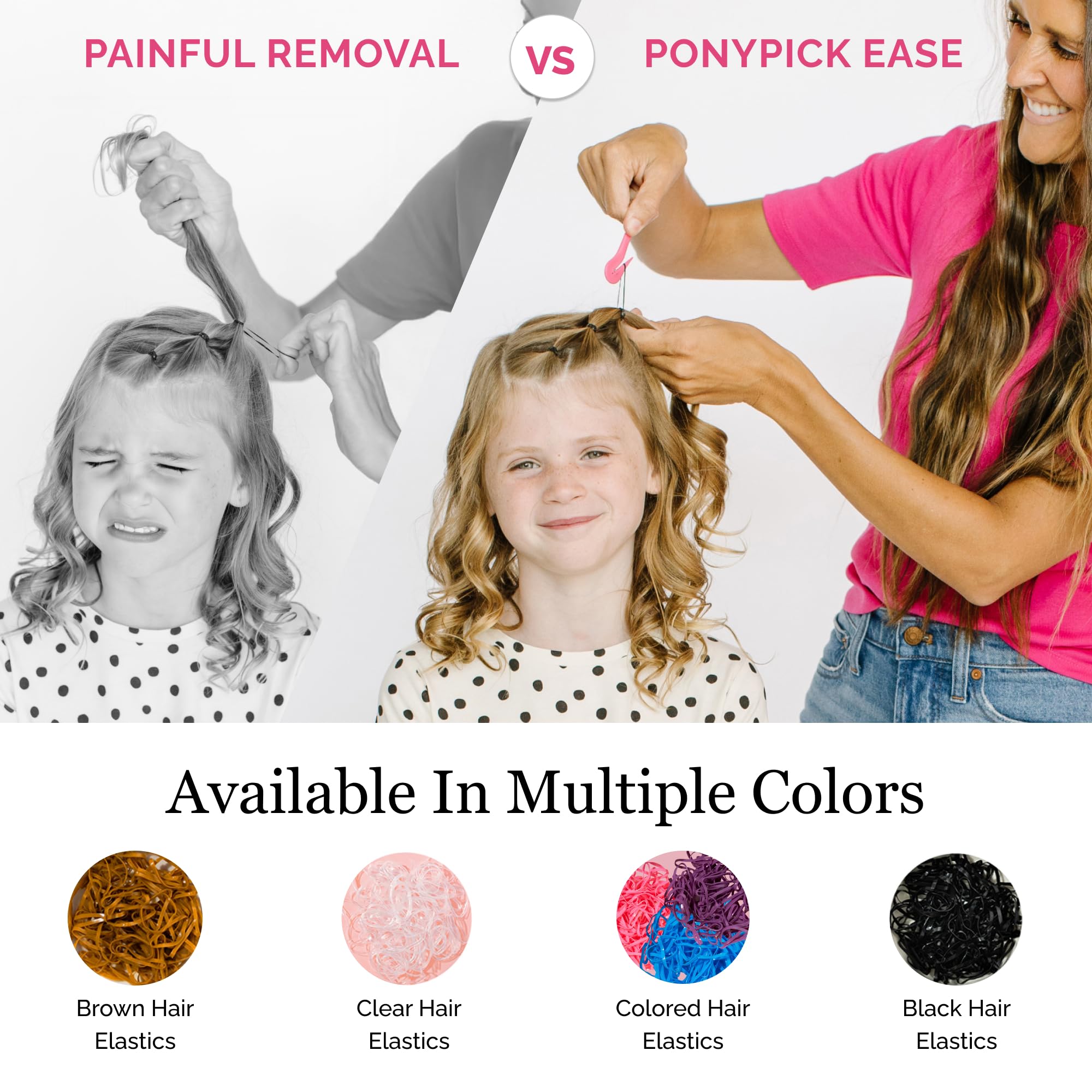 Pony Pick: embout sous boucle elastique permet une coupe précise sans abîmer les cheveux
