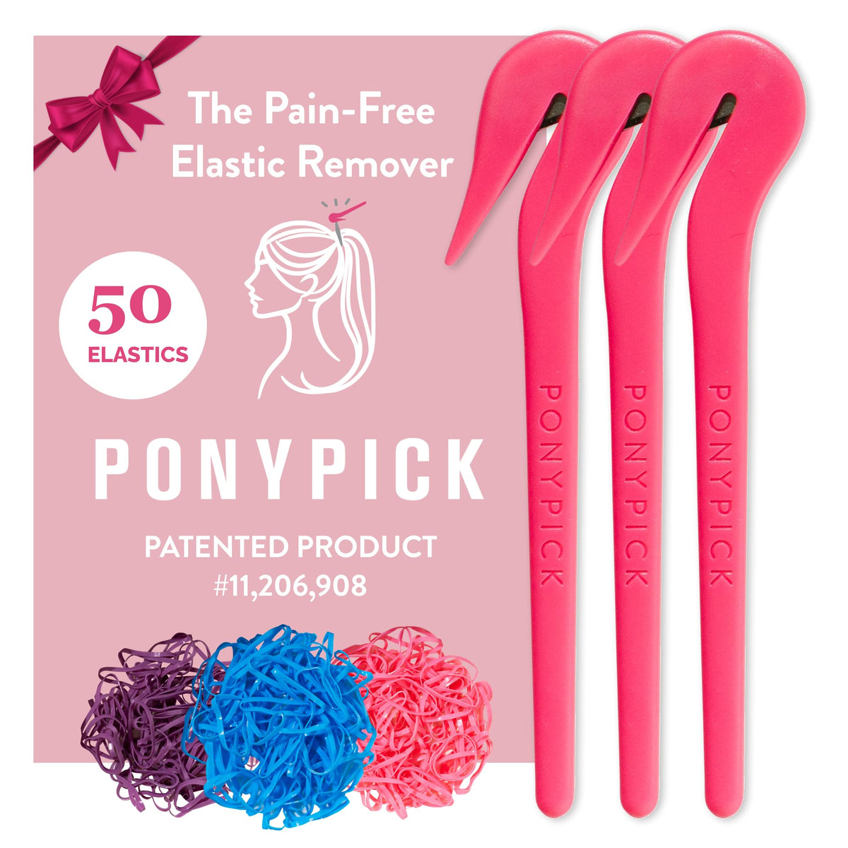 Pony Pick coupe-bandes elastiques sans douleur pour cheveux.