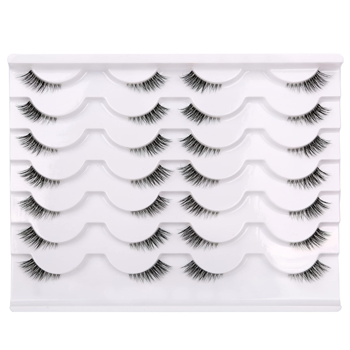 Pooplunch Faux Cils demi-longueur, bande claire pour un regard ouvert et naturel.