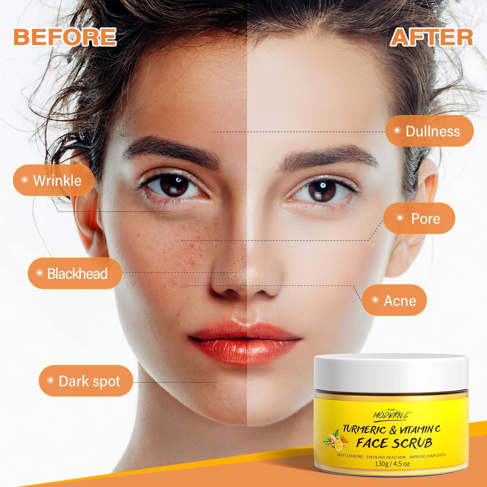 POP MODERN.C Extrait de fraise et curcuma, ingrédients exfoliants naturels.