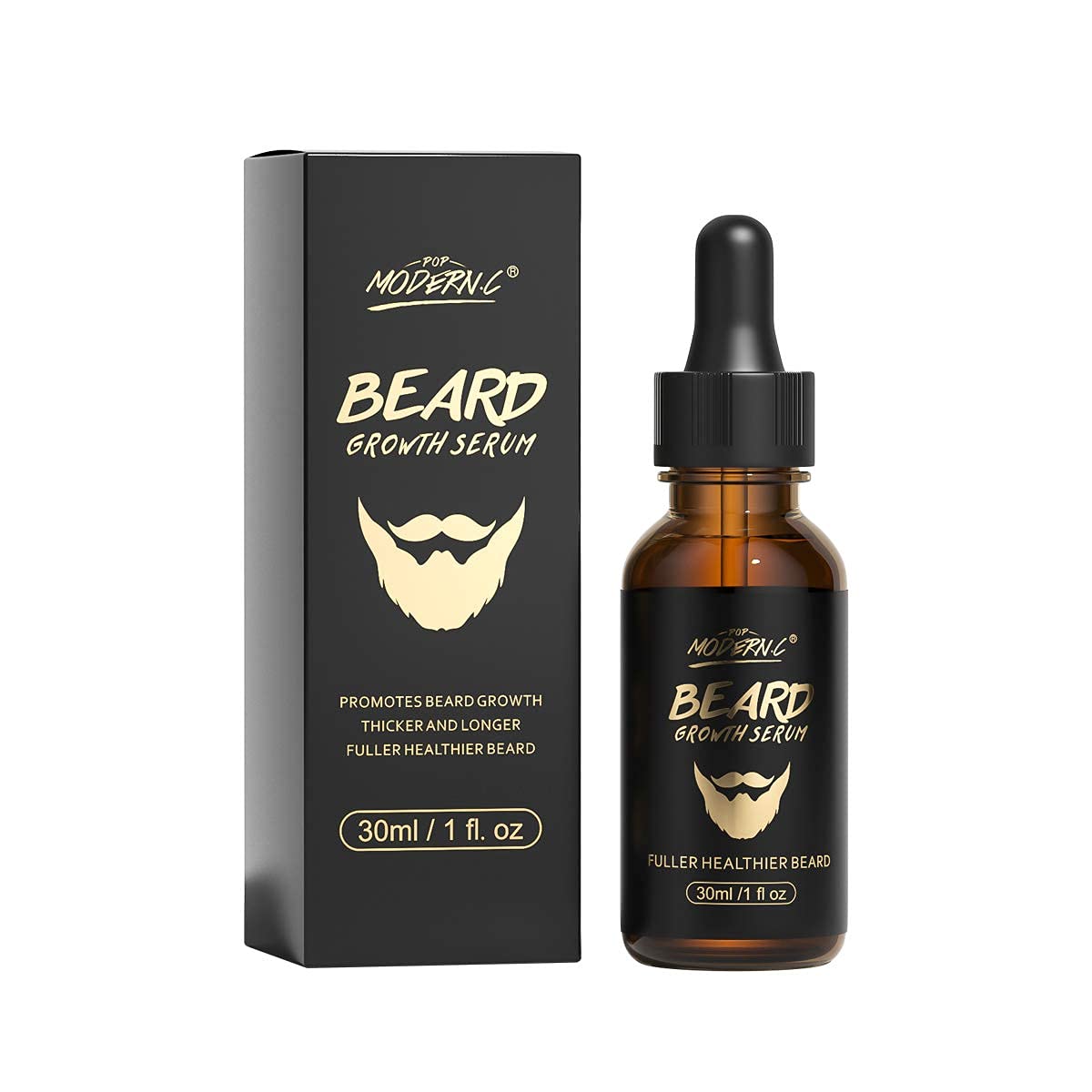 POP MODERN.C huile croissance barbe bouteille: nourrit les poils et favorise la pousse.