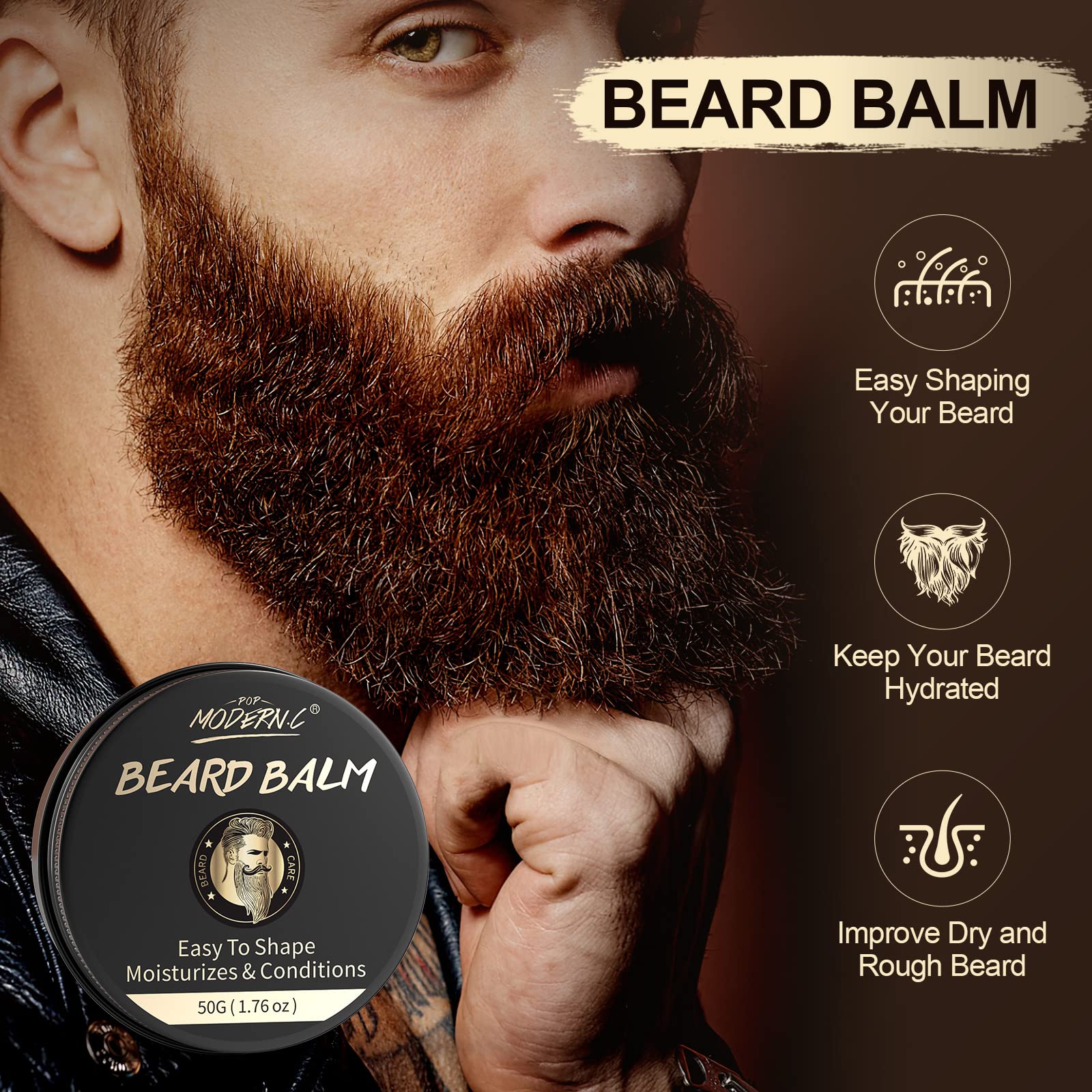 Pop Modern.C kit peigne barbe bois: démêle sans tirer.