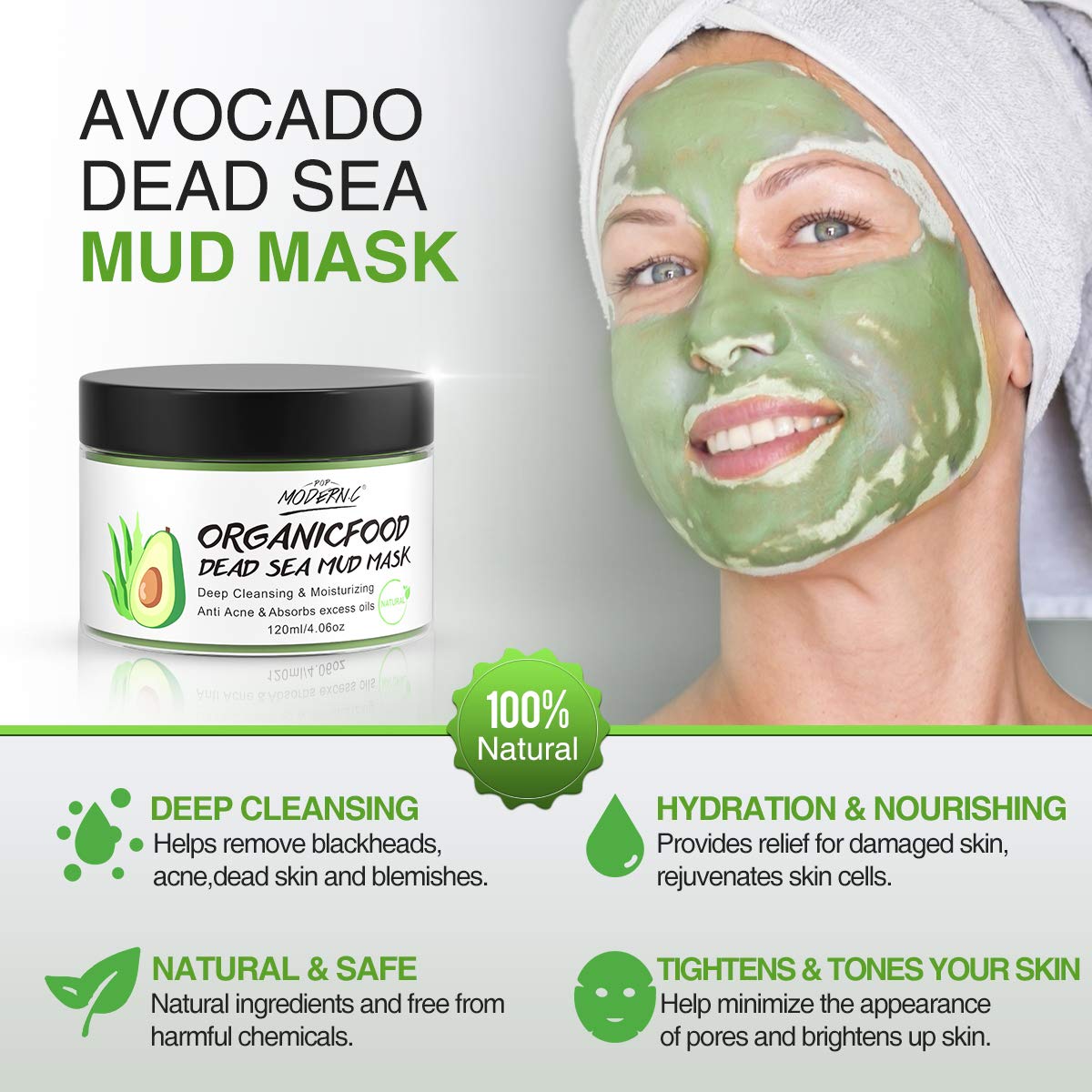 POP MODERN.C Masque boue mer Morte, detox et régulation du teint.