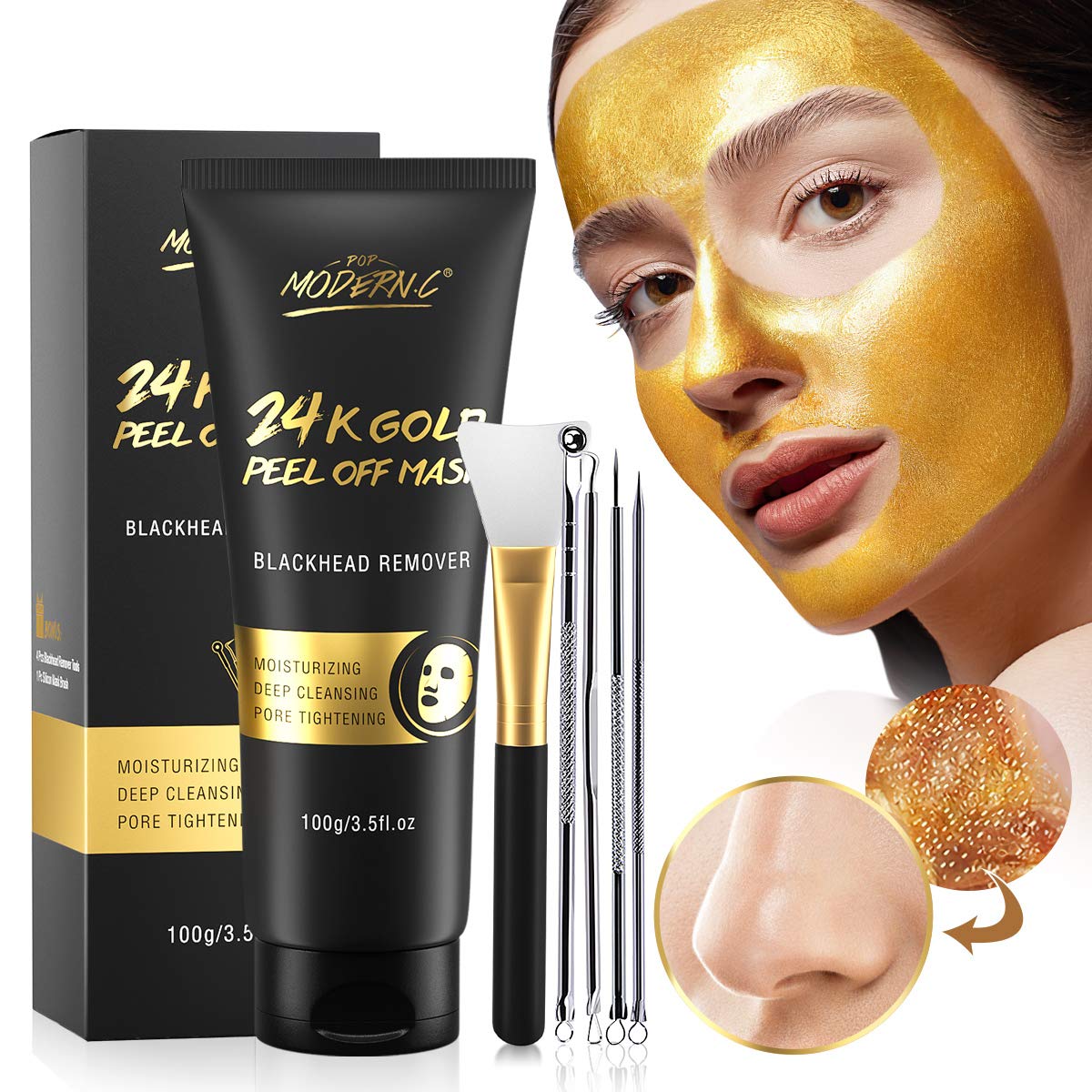 POP MODERN.C Masque noir 24K clarifiant les pores et rafraîchissant le teint