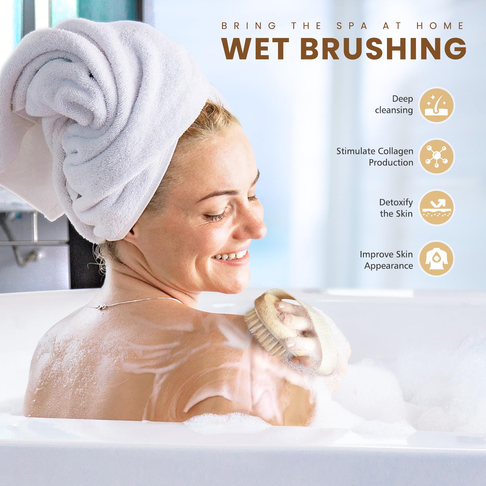 Utilisation humide en douche pour relief et pores plus nets.