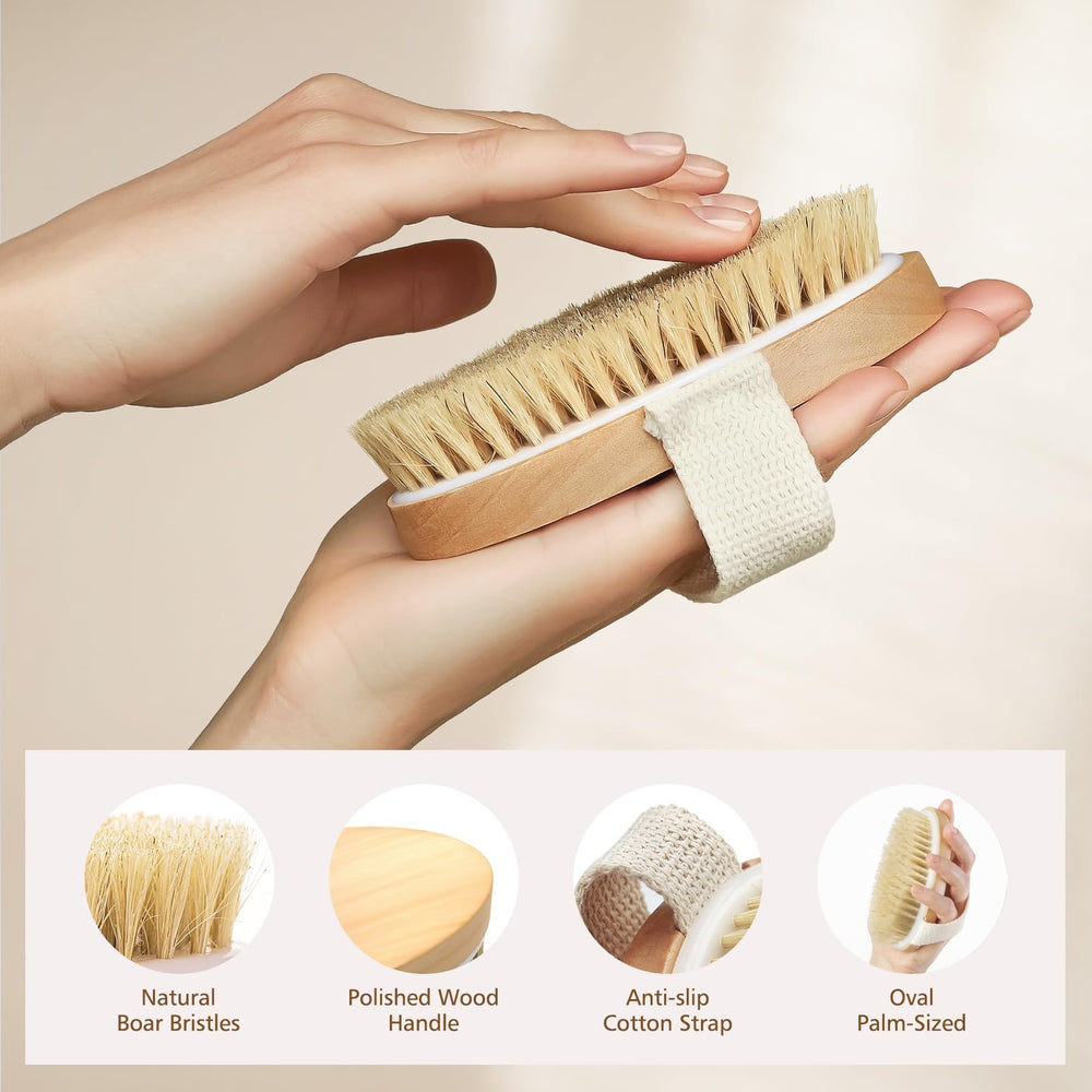 POPCHOSE brosse seche-poils-naturels: brosse avec poils naturels pour un brossage efficace