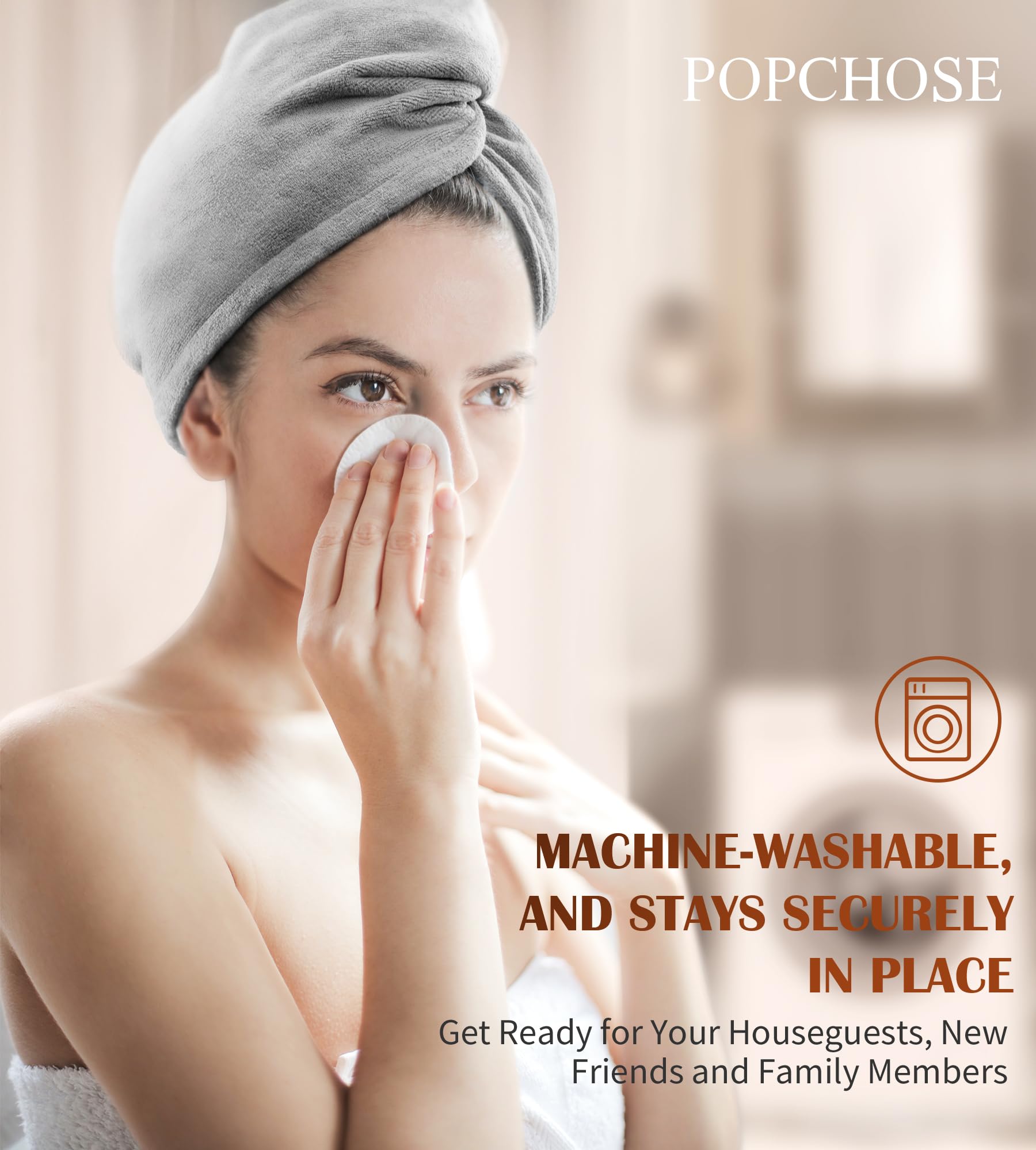 POPCHOSE serviette durable après lavages répétés sans déformation.