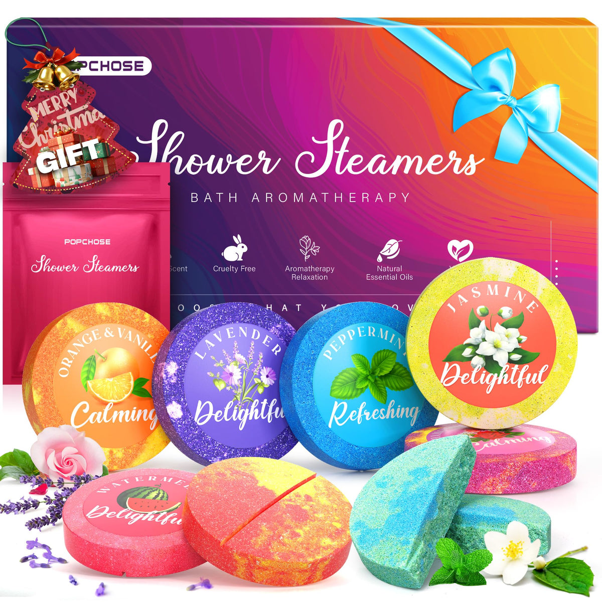 POPCHOSE ensemble de tablettes douche aromathérapie pour spa à domicile