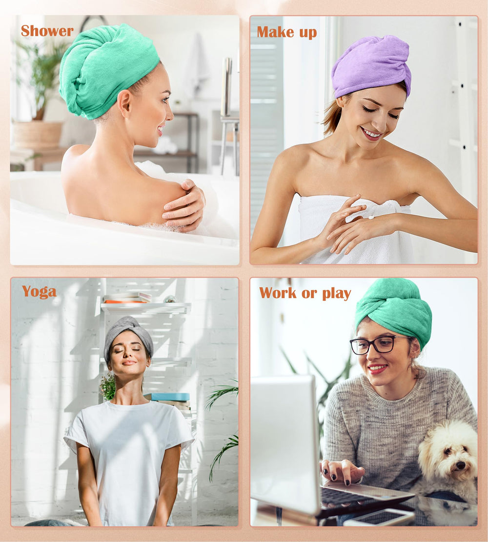 POPCHOSE turban-cheveux microfibre violet, pratique après la douche et en déplacement.