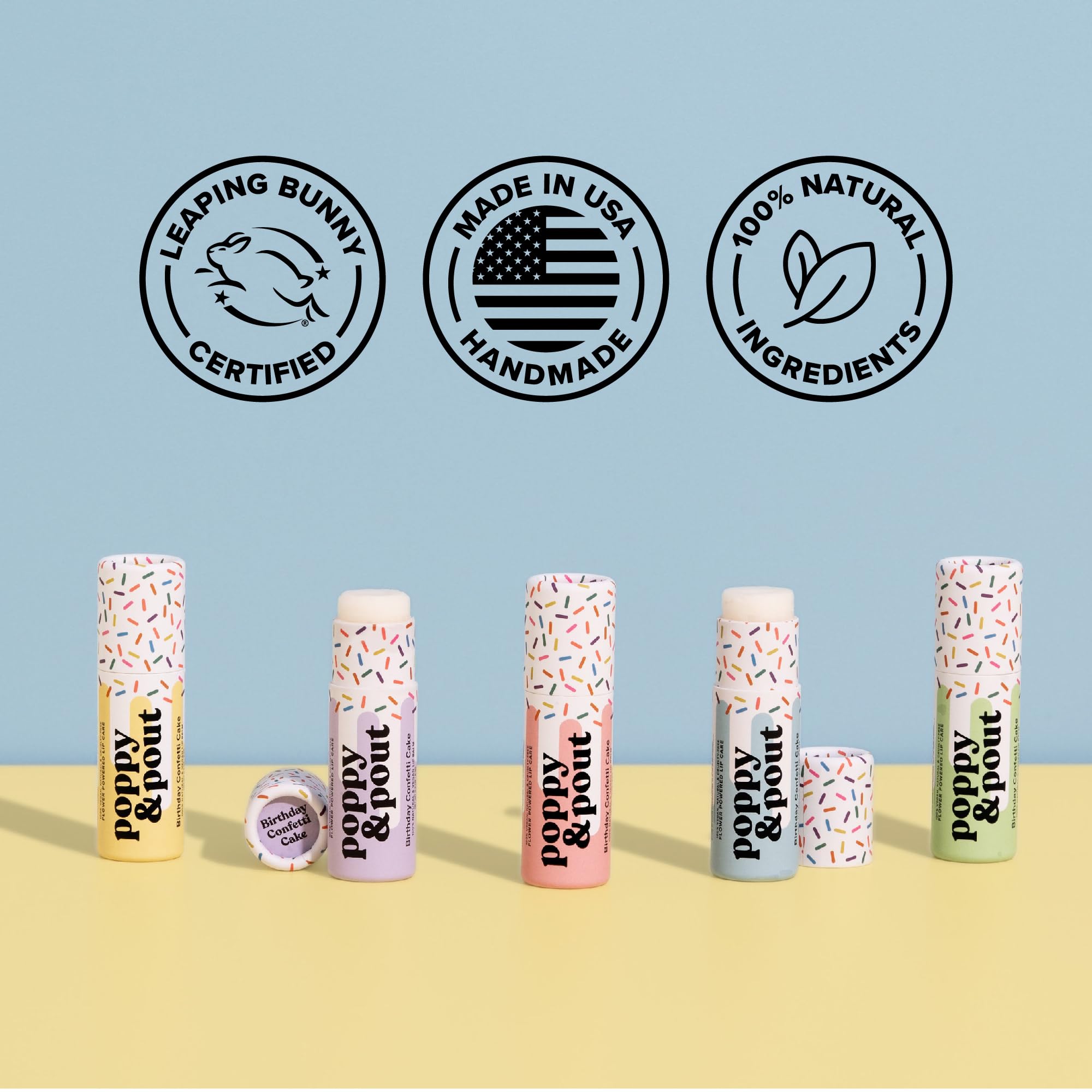 Baume lèvres Poppy & Pout, ingrédients naturels pour soin doux.