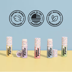 Baume lèvres Poppy & Pout, ingrédients naturels pour soin doux.