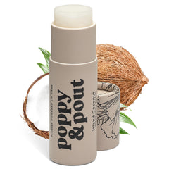 Baume Poppy & Pout dans son étui carton recyclable, hydratation durable.
