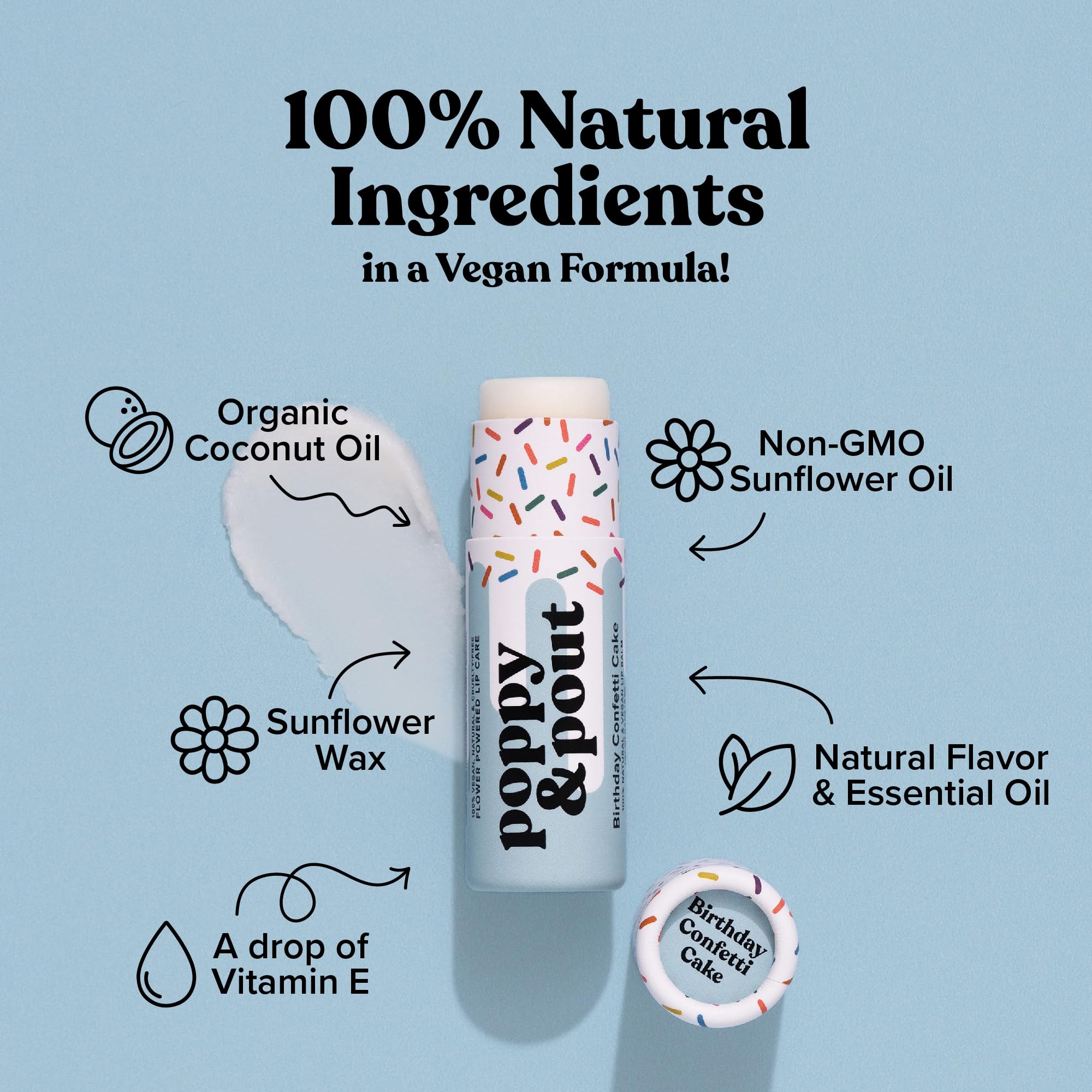 Baume lèvres jumbo Poppy & Pout, grande quantité sans plastique.