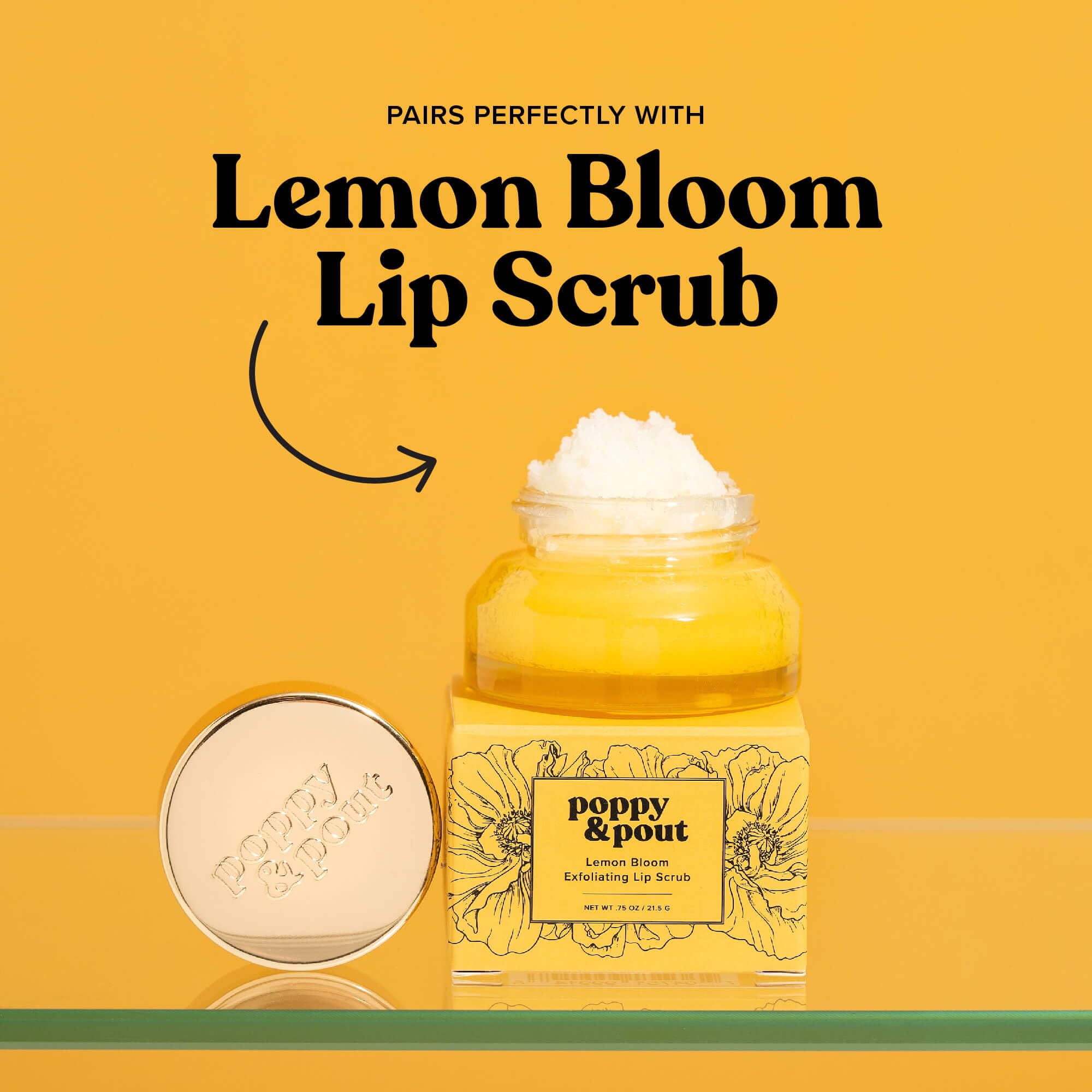 Poppy & Pout Lemon Bloom, emballage recyclable réduisant les déchets plastiques.