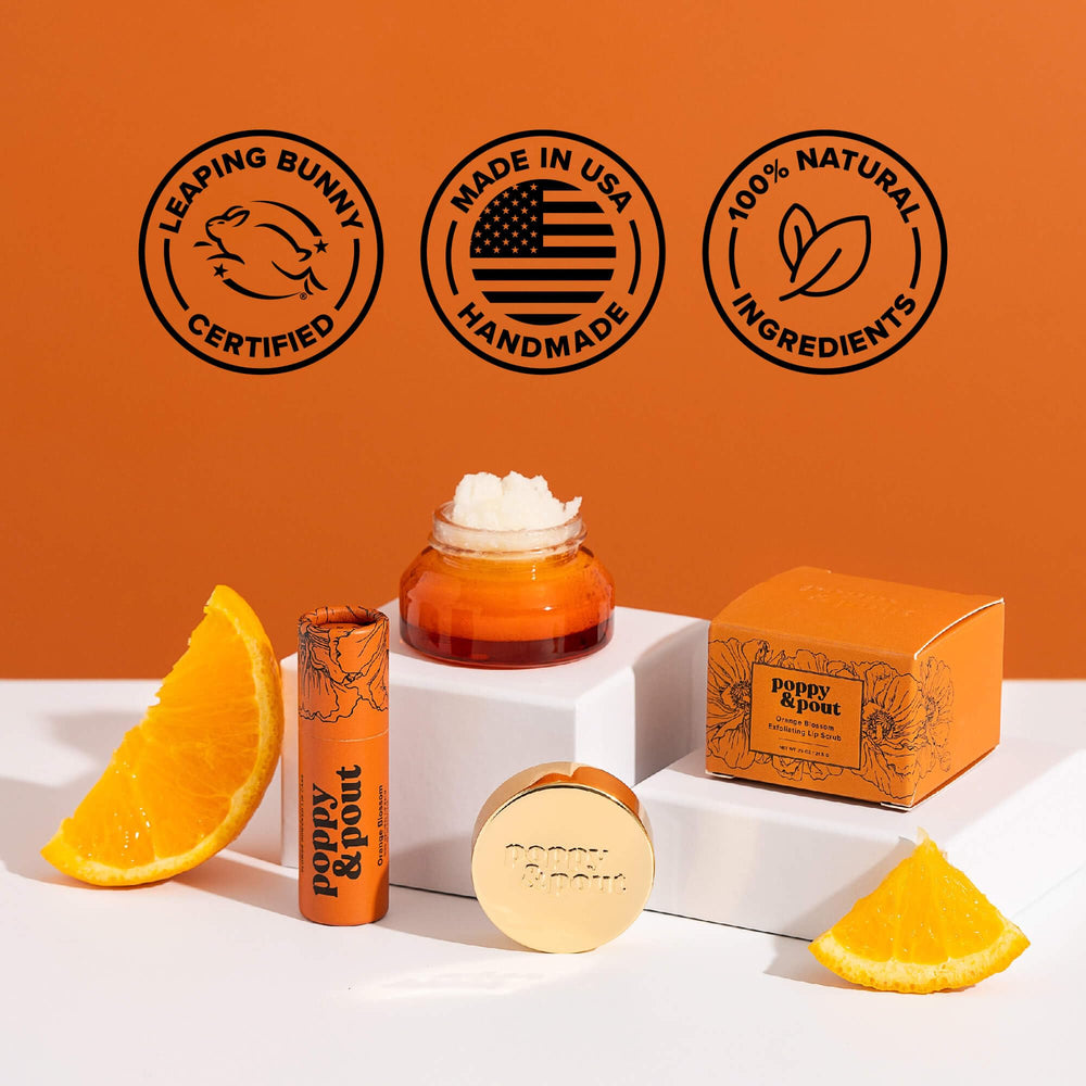 Détails du dosage et facilité d'application du baume Orange Bloom.