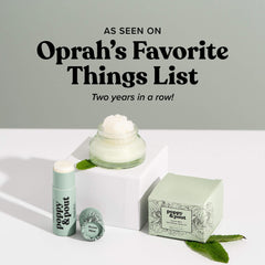 Formule adaptée aux peaux sensibles du baume Poppy & Pout Menthe Douce.