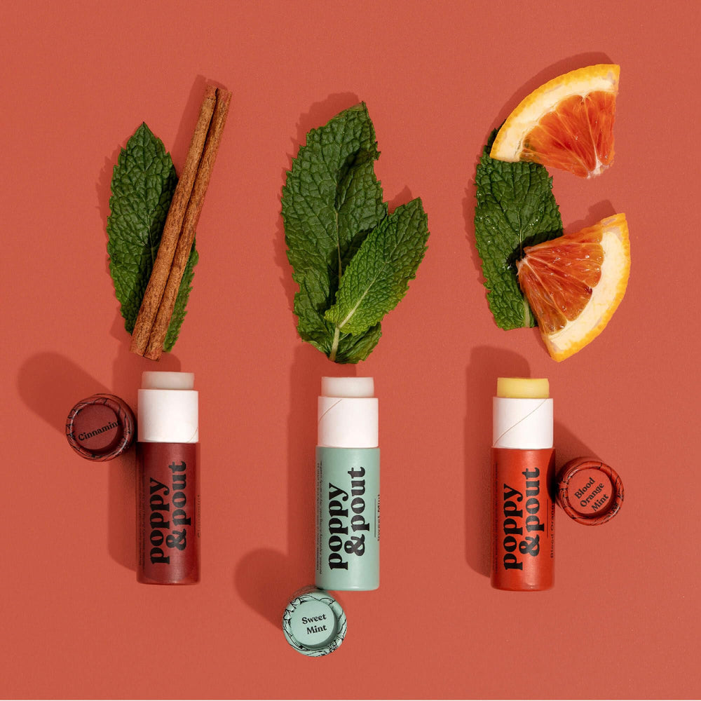 Formule naturelle hydratante pour les lèvres par Poppy & Pout.
