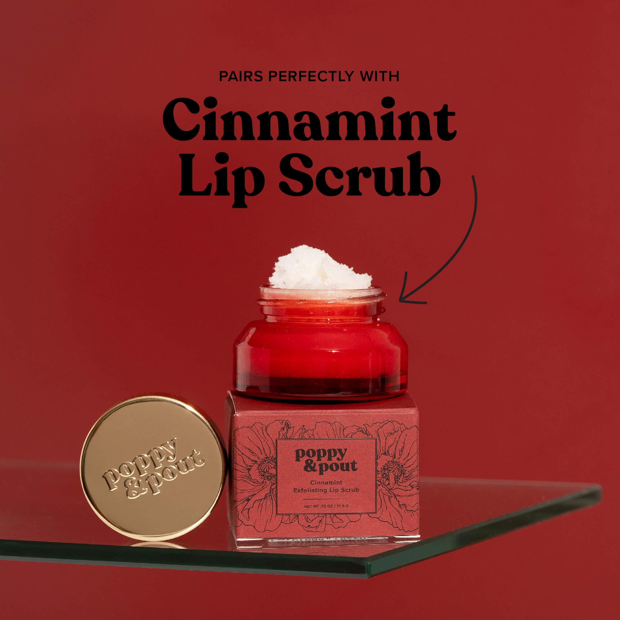 Lèvres douces et hydratées grâce au baume Poppy & Pout.