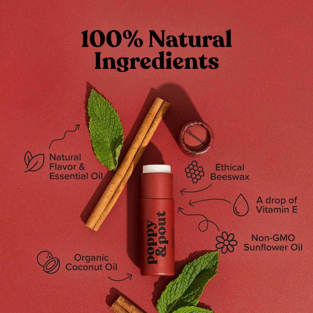 Tube recyclable Poppy & Pout, notice écoresponsable et format jumbo.